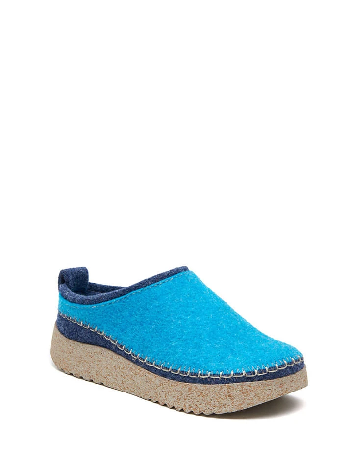 Woll-Hausschuhe In Blau 3 Woll-Hausschuhe In Blau