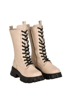 Leder-Boots In Beige -Outdoor Schritt Geschaft moosefield leder boots in beige 1