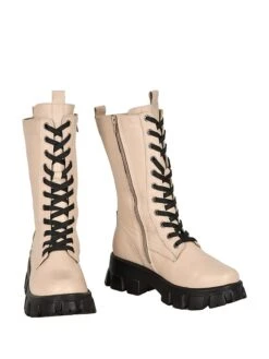 Leder-Boots In Beige -Outdoor Schritt Geschaft moosefield leder boots in beige 2