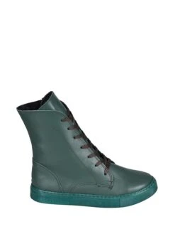 Leder-Boots In Dunkelgrün