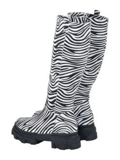 Leder-Stiefel In Schwarz/ Weiß -Outdoor Schritt Geschaft noosy leder stiefel in schwarz weiss 4