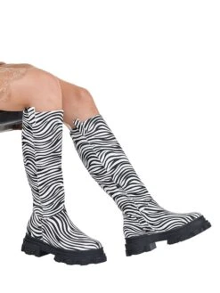 Leder-Stiefel In Schwarz/ Weiß -Outdoor Schritt Geschaft noosy leder stiefel in schwarz weiss 5