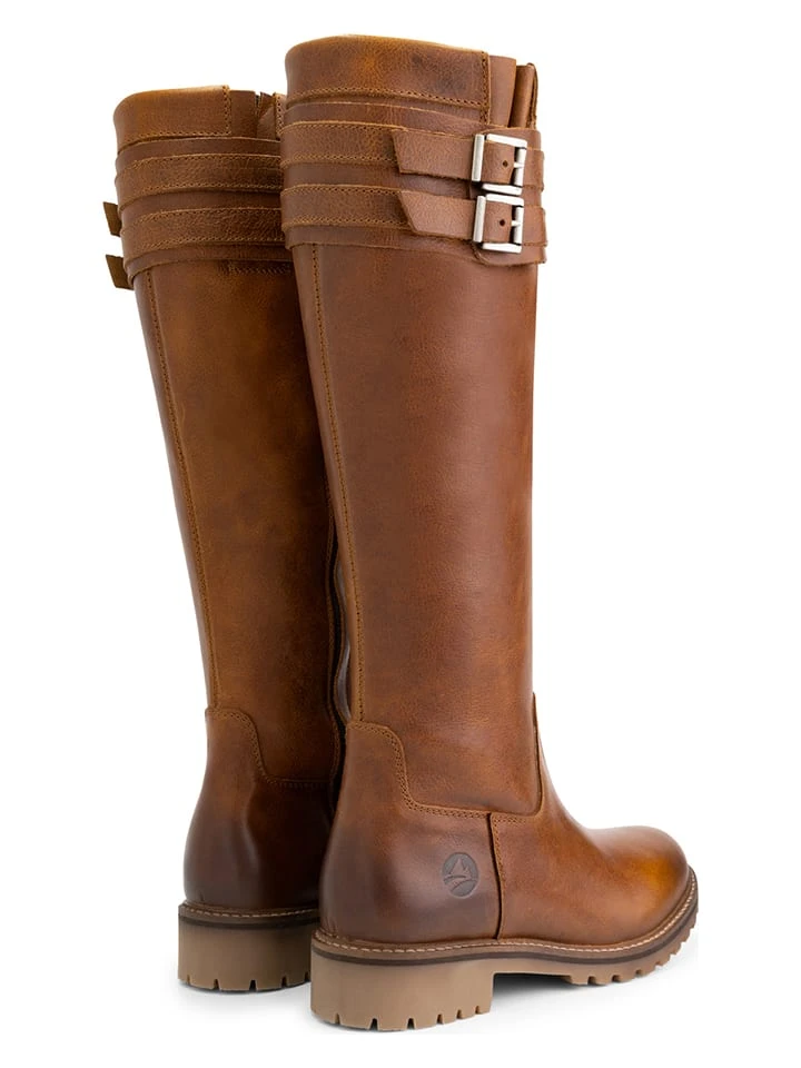 Leder-Stiefel "Stavanger" In Hellbraun 4 Leder-Stiefel "Stavanger" In Hellbraun – Bild 2