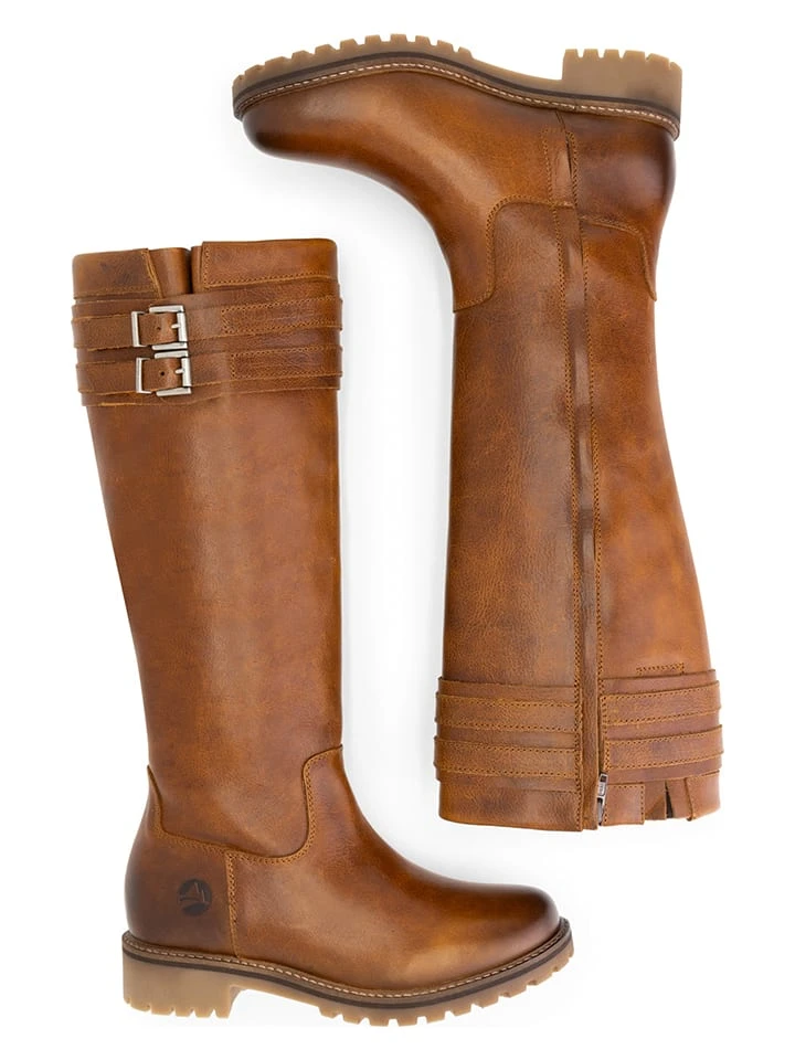 Leder-Stiefel "Stavanger" In Hellbraun 6 Leder-Stiefel "Stavanger" In Hellbraun – Bild 4